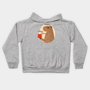 Happy capy-ccino funny capybara Kids Hoodie